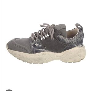 Allsaints Gray Chunky Sneaker with Snake-Print Panels